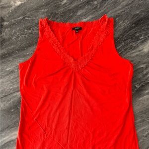 Talbots Bright Red Lace-Trim V-Neck Camisole